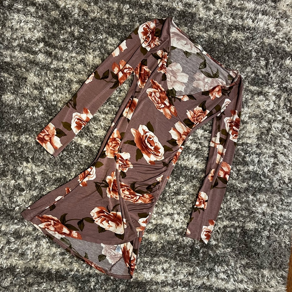Fitted Floral Wrap Dress